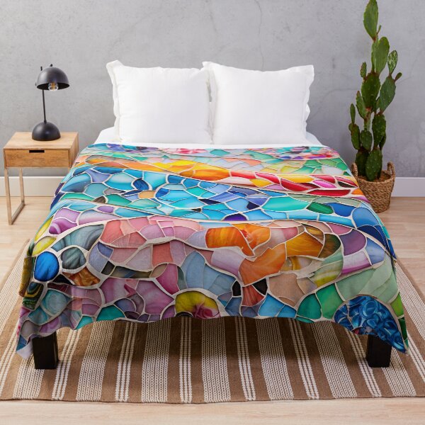 Item preview, Colorful Barcelona trencadis mosaic art Barcelona colorful mosaic Gaudi trencadis mosaic Antoni Gaudi style Barcelona Park Guell mosaic designed and sold by LolioGifts.