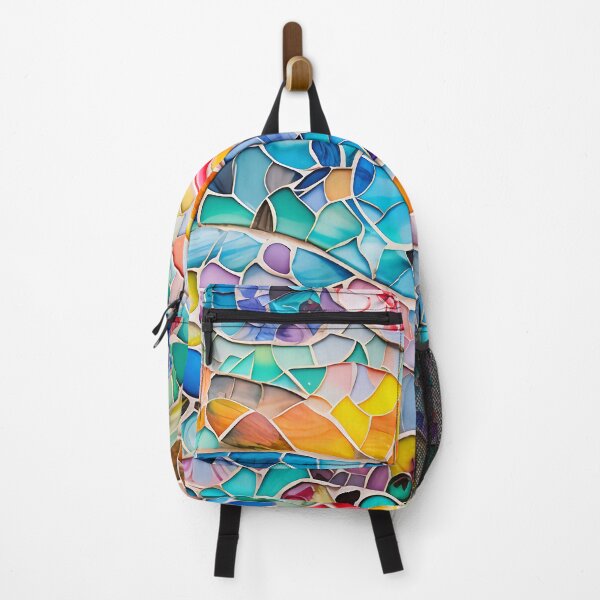 Item preview, Colorful Barcelona trencadis mosaic art Barcelona colorful mosaic Gaudi trencadis mosaic Antoni Gaudi style Barcelona Park Guell mosaic designed and sold by LolioGifts.