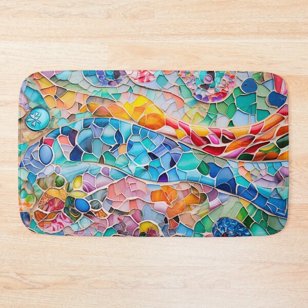 Item preview, Colorful Barcelona trencadis mosaic art Barcelona colorful mosaic Gaudi trencadis mosaic Antoni Gaudi style Barcelona Park Guell mosaic designed and sold by LolioGifts.