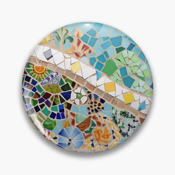 Item preview, Green and blue Barselona trencadis mosaic art | Barselona colorful mosaic | Gaudi trencadis mosaic | Gaudi style | Barcelona Park Guell art designed and sold by LolioGifts.