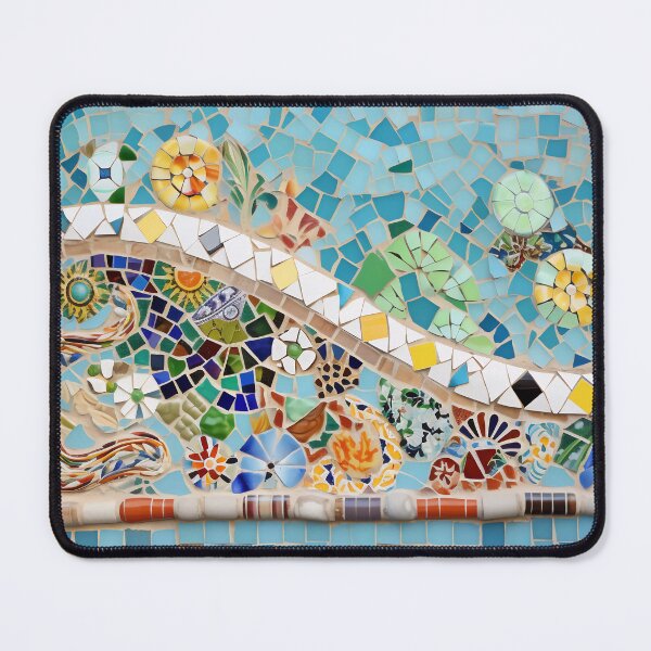 Item preview, Green and blue Barselona trencadis mosaic art | Barselona colorful mosaic | Gaudi trencadis mosaic | Gaudi style | Barcelona Park Guell art designed and sold by LolioGifts.