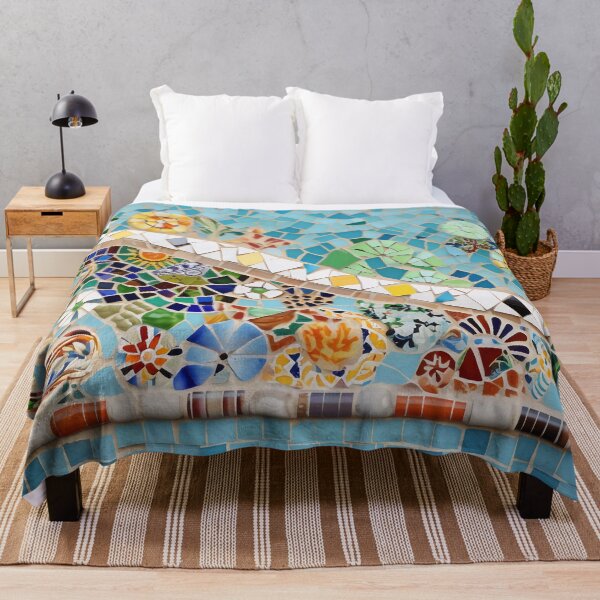 Item preview, Green and blue Barselona trencadis mosaic art | Barselona colorful mosaic | Gaudi trencadis mosaic | Gaudi style | Barcelona Park Guell art designed and sold by LolioGifts.