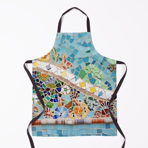 Item preview, Green and blue Barselona trencadis mosaic art | Barselona colorful mosaic | Gaudi trencadis mosaic | Gaudi style | Barcelona Park Guell art designed and sold by LolioGifts.
