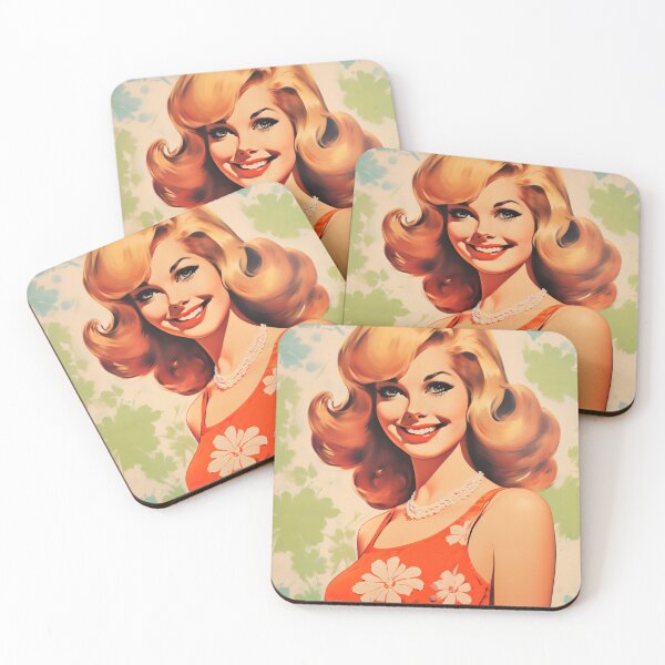 Item preview, Vintage illustration of a blonde woman in sixties style designed and sold by GoldenTimesCafe.