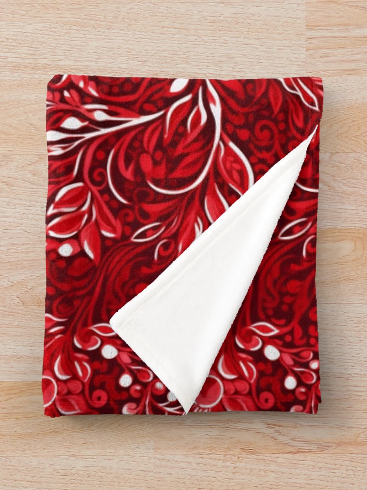 Thumbnail 3 of 6, Throw Blanket, Red Batik Pattern designed and sold by SideSignal.
