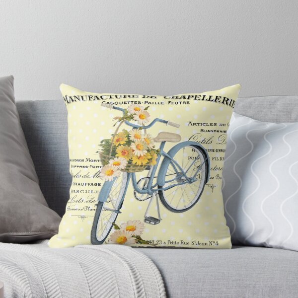 Aperçu de l'œuvre Vintage français Shabby Chic Daisy Bike Home Decor oreillers imprime cas de téléphone créée et vendue par FrenchPaperMoon.