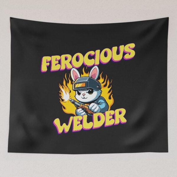 Item preview, Ferocious welder funny bunny designed and sold by HomeCoquette.