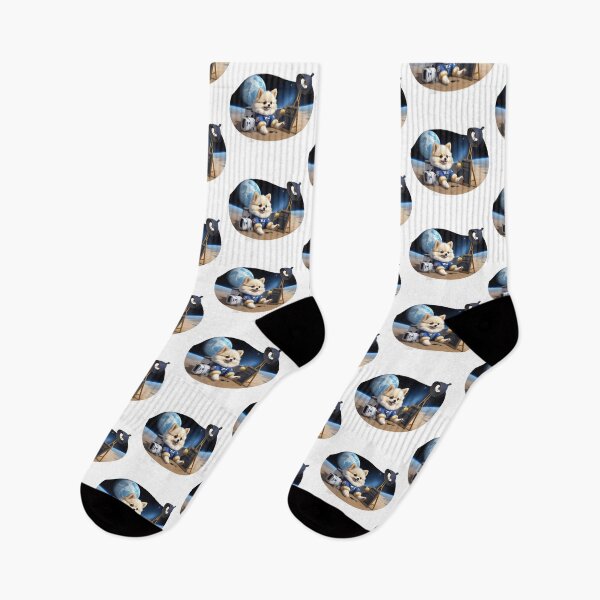 Item preview, Sticker cartoon cute Pomeranian in space 2. designed and sold by WhalesDesignLab.
