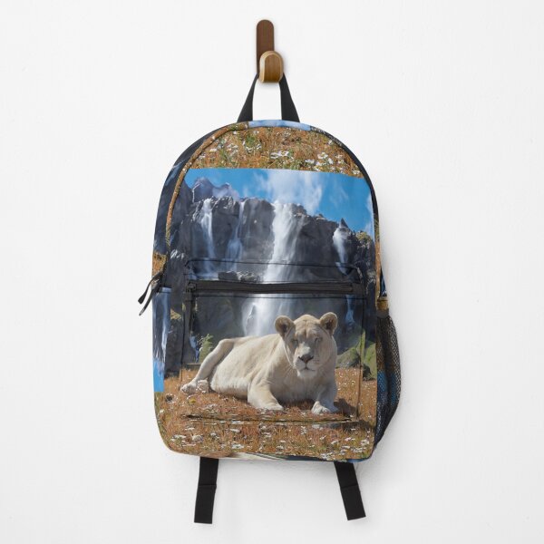 Item preview, Lioness in a bed of daisies near a waterfall designed and sold by AngelottiCR.