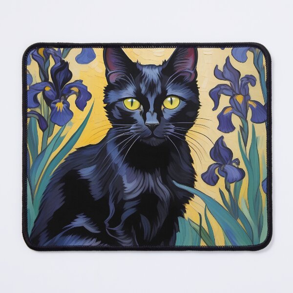 Item preview, Black Cat between Irises designed and sold by BarbieBoutique.