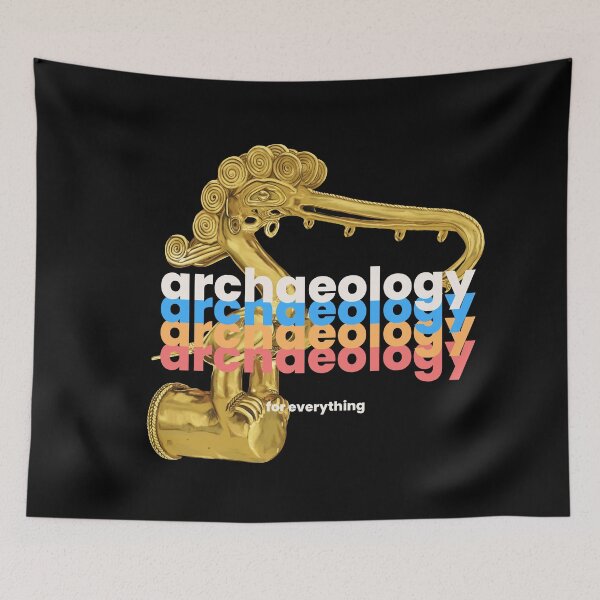 Item preview, Archeology for everything - Illustration of Prehispanic Bird Artifact in Gold - Retro Art designed and sold by Carola-art.