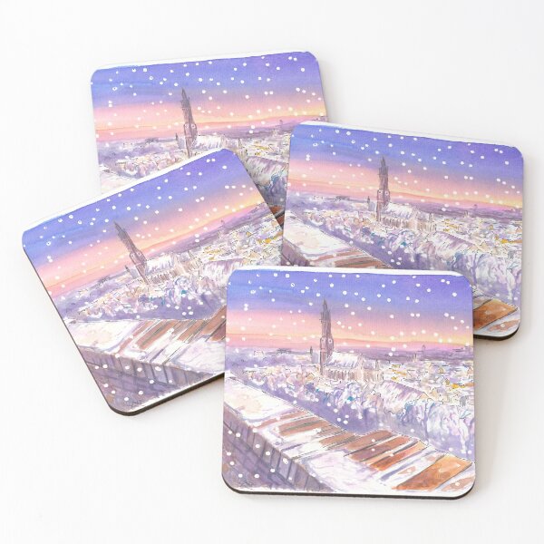 Item preview, Nightly Landshut Schanzl View Snowing in Winter designed and sold by artshop77.