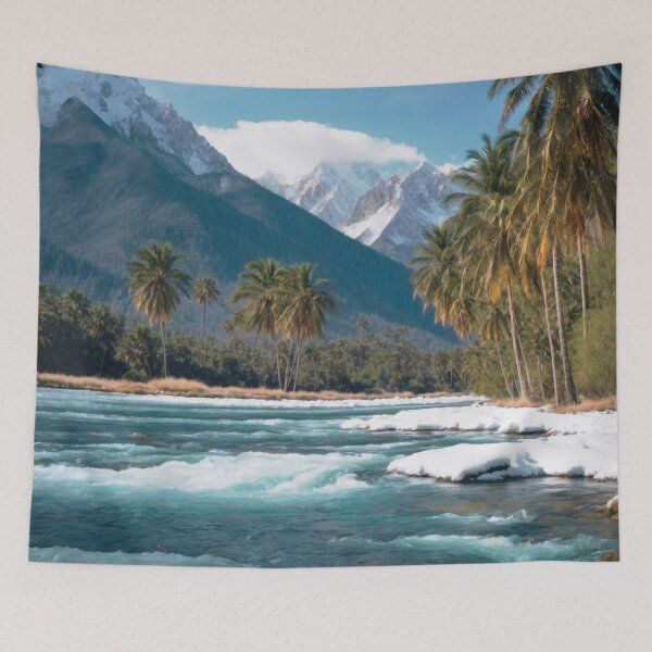 Item preview, Alaska palm trees on an icy river designed and sold by AngelottiCR.