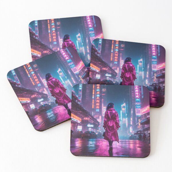Item preview,  Cyberpunk Cityscape Art Print - Neon Cybernetic Enigma - Dystopian Wall Decor designed and sold by luminamatrixart.