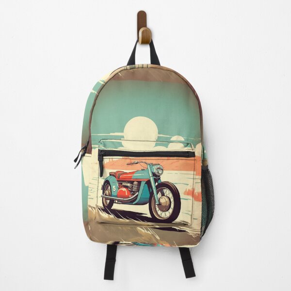 Item preview, Motorcycle illustration in retro vintage style in pastel colors designed and sold by GoldenTimesCafe.