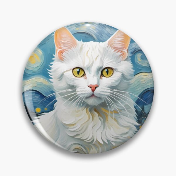 Item preview, White Cat with Cypres under Starry Night designed and sold by BarbieBoutique.