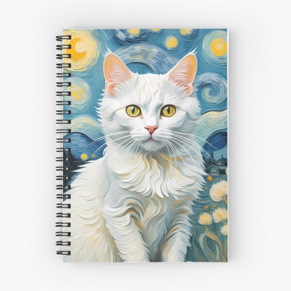 Item preview, White Cat with Cypres under Starry Night designed and sold by BarbieBoutique.