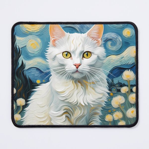 Item preview, White Cat with Cypres under Starry Night designed and sold by BarbieBoutique.
