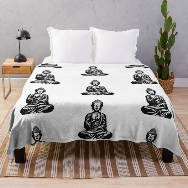 Item preview, Black White Buddha Statue, positive sticker , home decoration designed and sold by MartynGrey.