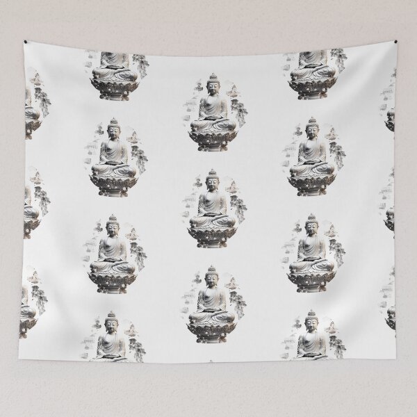 Item preview, Black White Buddha Statue for yoga and focus of attention designed and sold by MartynGrey.