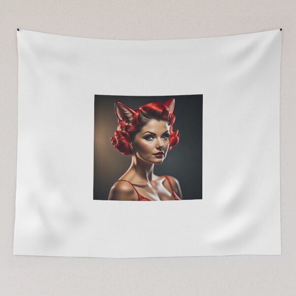 Item preview, Fox pinup girl with short ginger hair designed and sold by aipinups.