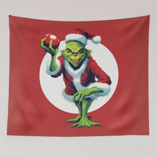Item preview, The Scary Grinch close to you. Red Christmas Ball. designed and sold by br3wow.
