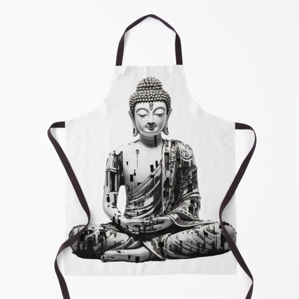 Item preview, Black White Buddha Statue , Digital Art, For Yoga Lovers , a round geometric designed and sold by MartynGrey.