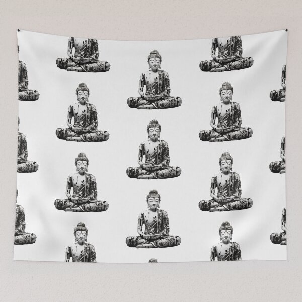 Item preview, Black White Buddha Statue , Digital Art, For Yoga Lovers , a round geometric designed and sold by MartynGrey.