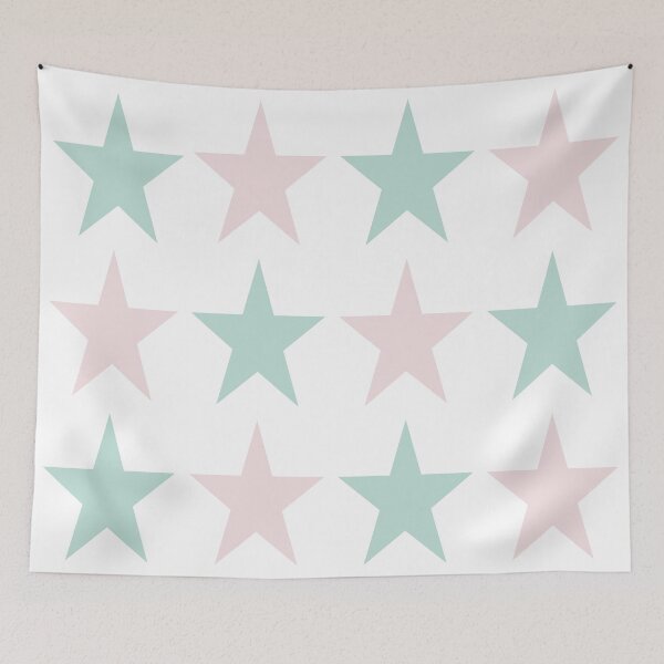 Item preview, Large MINT GREEN, PALE PINK and WHITE STARS  designed and sold by RachelMacht.