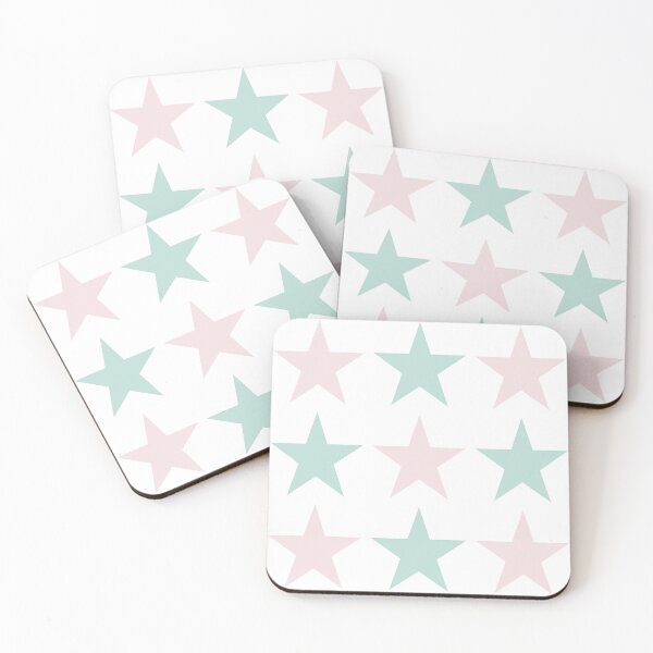 Item preview, Large MINT GREEN, PALE PINK and WHITE STARS  designed and sold by RachelMacht.