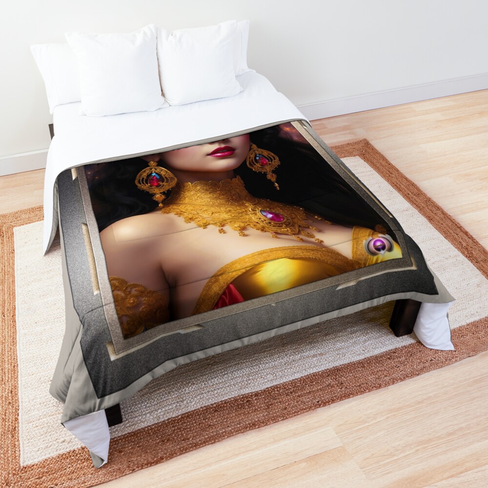 Portrait Of The Cosmic Beauty Tabatha Hycenia Captivating AI Concept Art by Xzendor7 Decorative Comforter Art Print