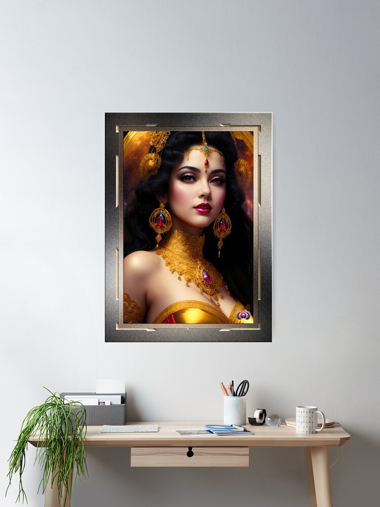 Portrait Of The Cosmic Beauty Tabatha Hycenia Captivating AI Concept Art by Xzendor7 Wall Decor Poster Print