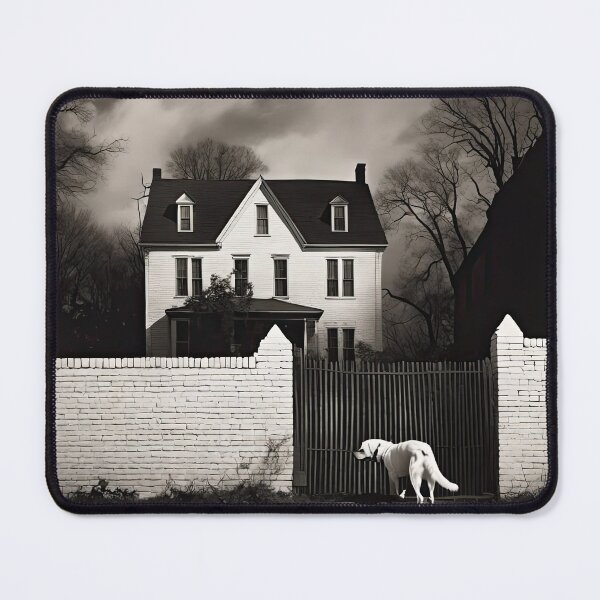 Item preview, White Brick Home with a White Dog in B&W designed and sold by ckwags.