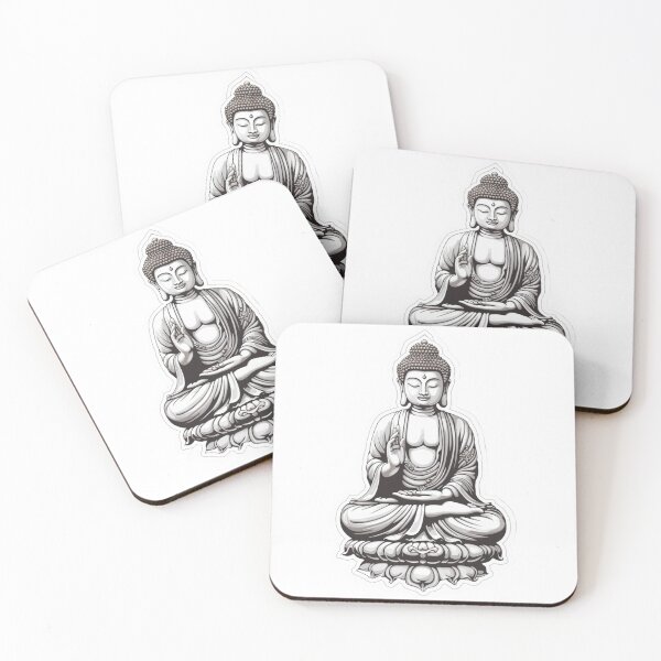 Item preview, Black White Buddha Statue, Buddhist symbol , Meditation Sticker For Home designed and sold by MartynGrey.