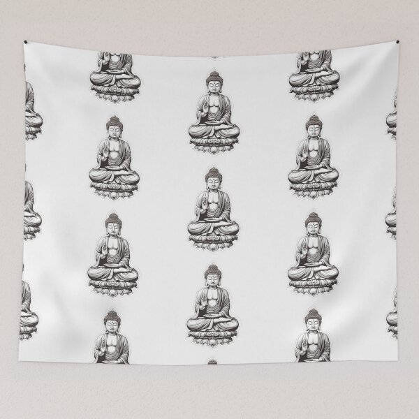 Item preview, Black White Buddha Statue, Buddhist symbol , Meditation Sticker For Home designed and sold by MartynGrey.