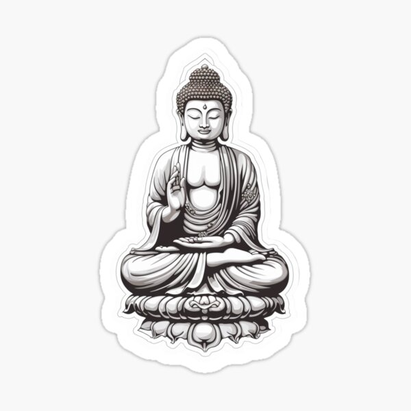 Buddha Black White , Buddhist symbol, home decoration Sticker for Sale by  MartynGrey