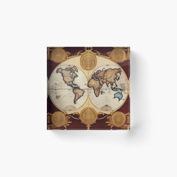 Item preview, Vintage decorative world map  designed and sold by Roxburylane.