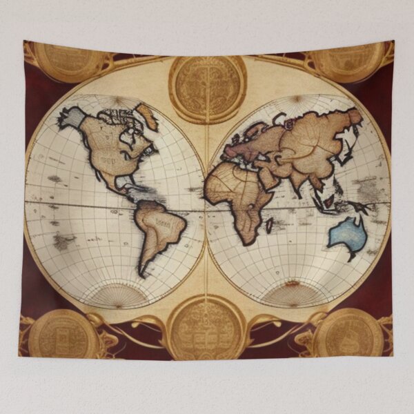 Item preview, Vintage decorative world map  designed and sold by Roxburylane.