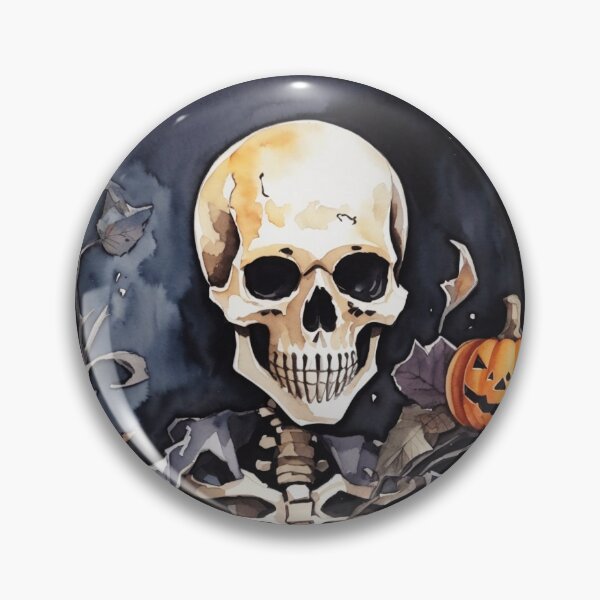 Item preview, Graveyard skeleton with smiling halloween pumpkins designed and sold by desinganddecor.