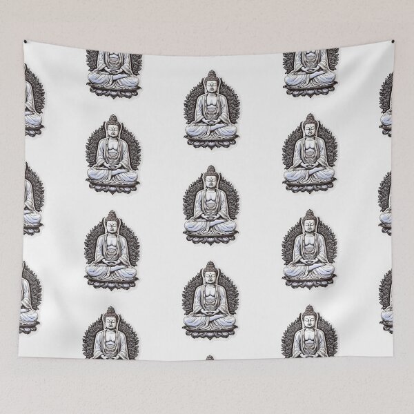 Item preview, Black White Buddha Statue , positive sticker , for yoga and focus of attention designed and sold by MartynGrey.