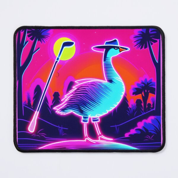 Vista previa del artículo con la obra «Ganso de neón en el campo de golf», diseñado y vendido por slothsandducks.