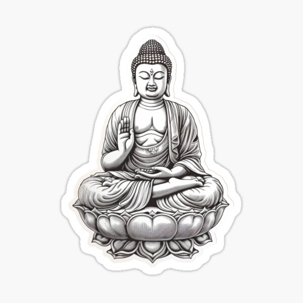 Buddha Statue White Stone Meditation Photo Art Print Picture F12X217