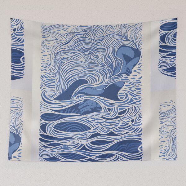 Item preview, Harmonious Mantas and Watercolors: An Asian-inspired Abstraction designed and sold by Piotrek0001.