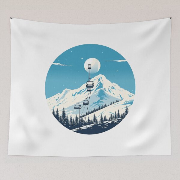 Item preview, Ski lift blue snowy mountains designed and sold by PawelNature.