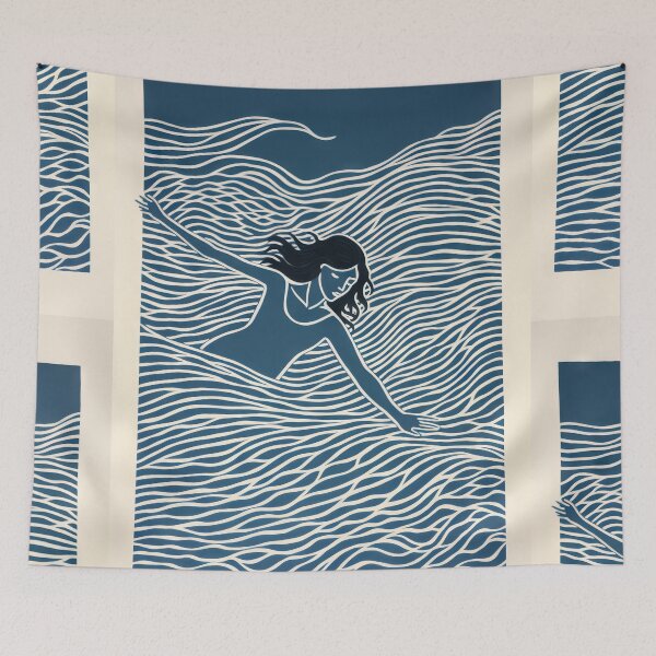Item preview, Harmonious Mantas and Watercolors: An Asian-inspired Abstraction designed and sold by Piotrek0001.