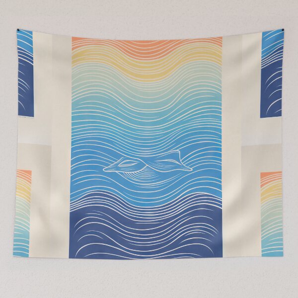 Item preview, Harmonious Mantas and Watercolors: An Asian-inspired Abstraction designed and sold by Piotrek0001.