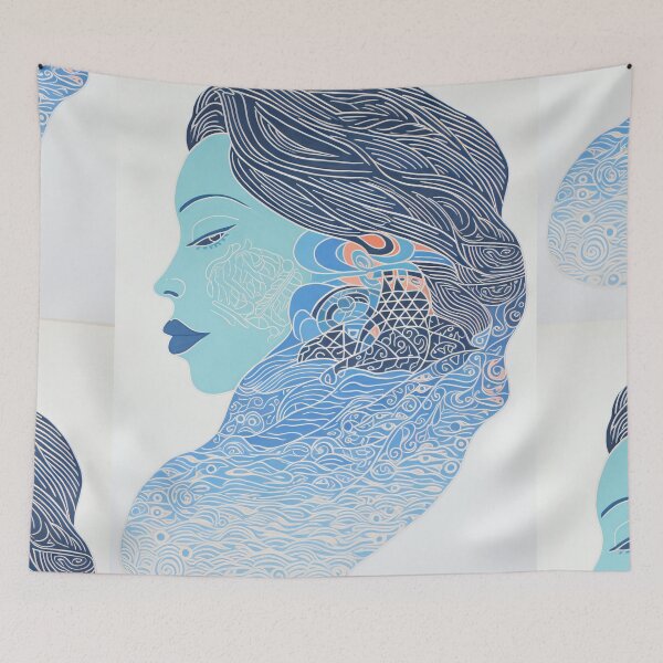 Item preview, Harmonious Mantas and Watercolors: An Asian-inspired Abstraction designed and sold by Piotrek0001.