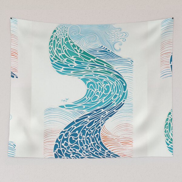 Item preview, Harmonious Mantas and Watercolors: An Asian-inspired Abstraction designed and sold by Piotrek0001.