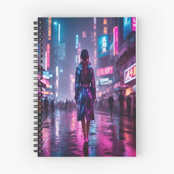 Item preview,  Cyberpunk Cityscape Art Print - Neon Cybernetic Enigma II designed and sold by luminamatrixart.