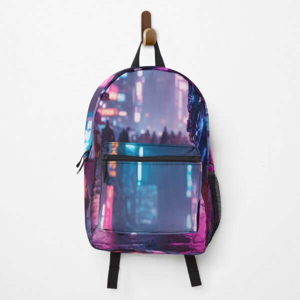 Item preview, Cyberpunk Cityscape Art Print - Neon Cybernetic Enigma II designed and sold by luminamatrixart.